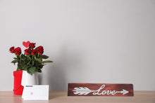Load image into Gallery viewer, Valentines day tiered tray decor , love arrow shelf sign , metal on wood block sign
